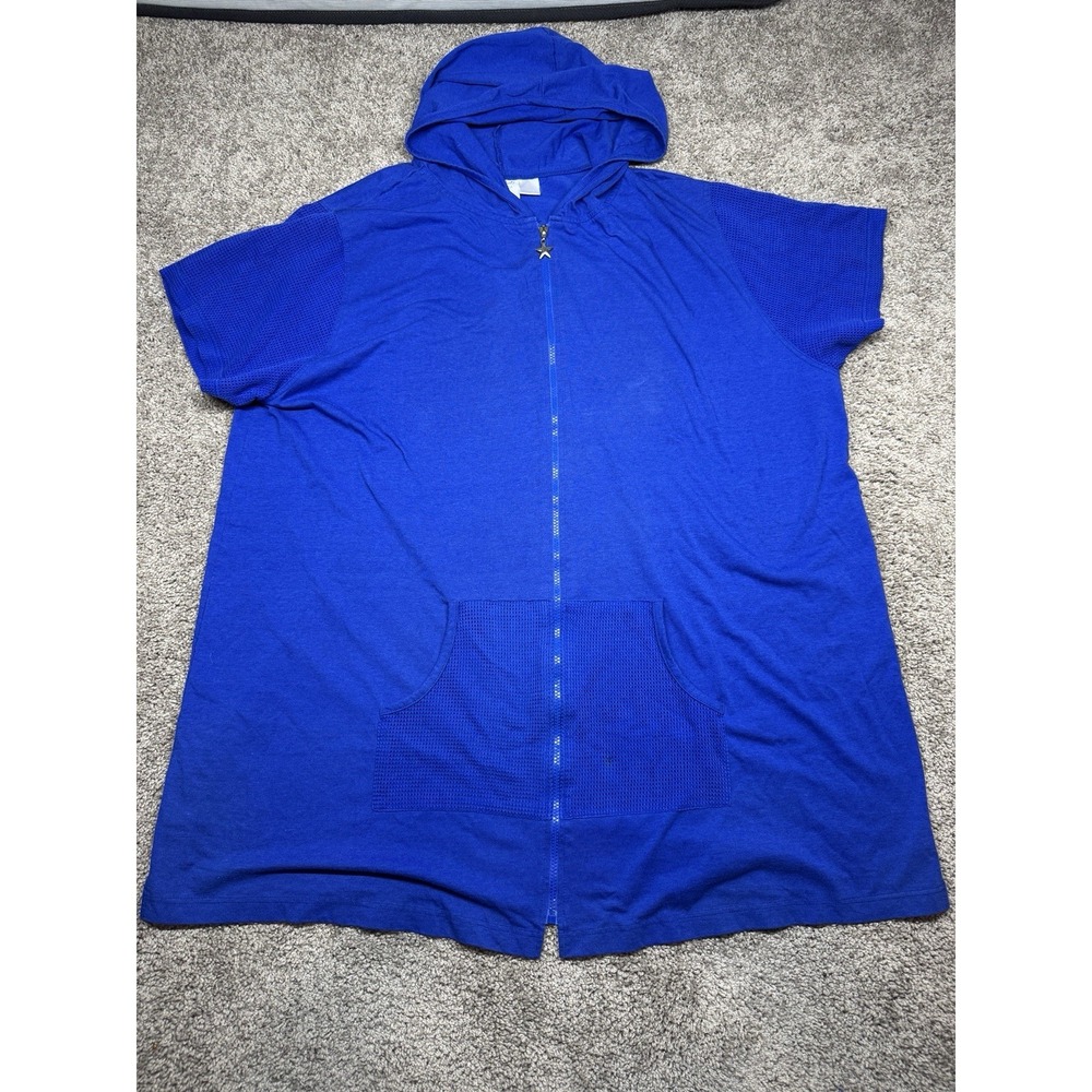 Cover Ups Jordan Taylor Swim Suit CoverUp 3XL Blue Zipper‎ Pockets Hooded Beach